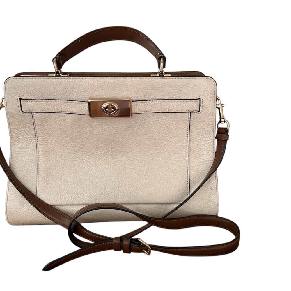 Coach 2 Way Tote, Cream Leather Handbag